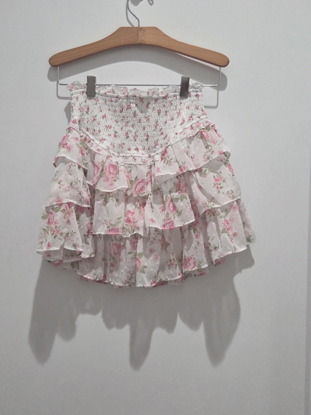 Floral Tiered Ruffle Mini Skirt - Pink